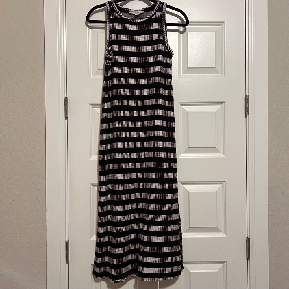 LOFT Black and White Striped Maxi Sweater Dress